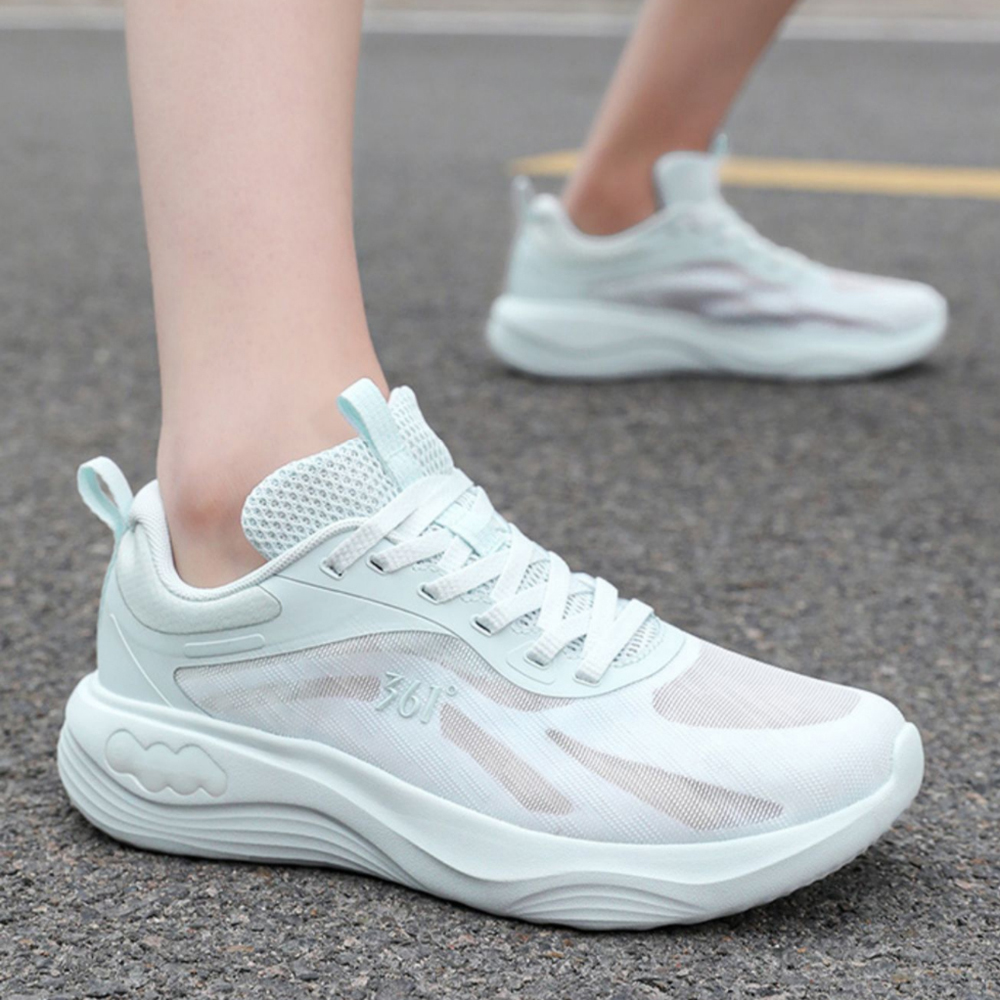 361° Feather PU, Mesh Cushioning Breathable Low top Casual Marathon Running Shoes Women’s Cyan