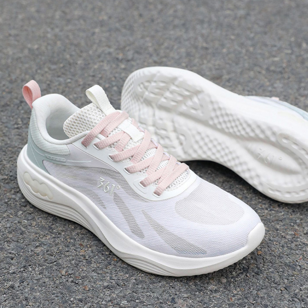361° Feather PU, Mesh Slip Resistant And Breathable Low top Casual Running Shoes Women’s White Pink