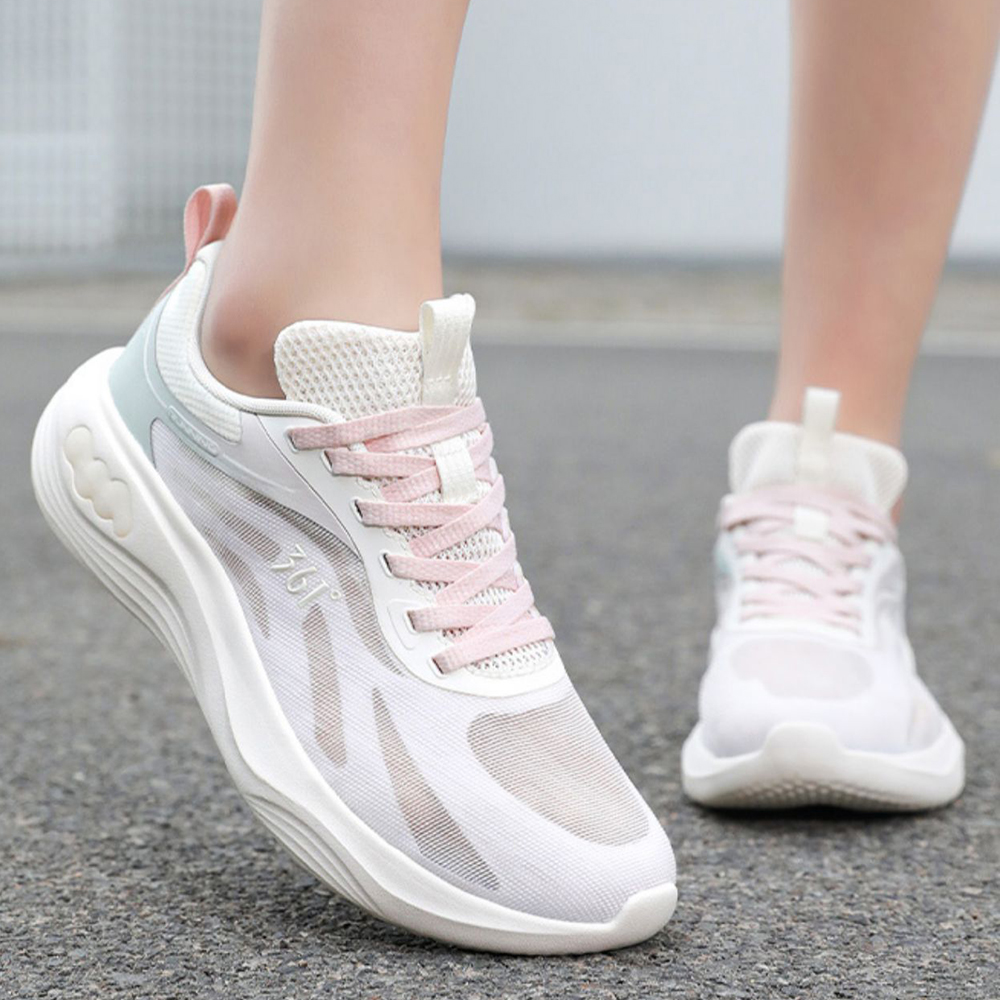 361° Feather PU, Mesh Slip Resistant And Breathable Low top Casual Running Shoes Women’s White Pink