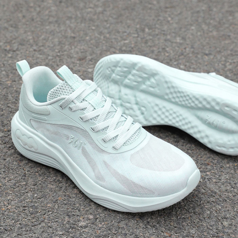 361° Feather PU, Mesh Cushioning Breathable Low top Casual Marathon Running Shoes Women’s Cyan