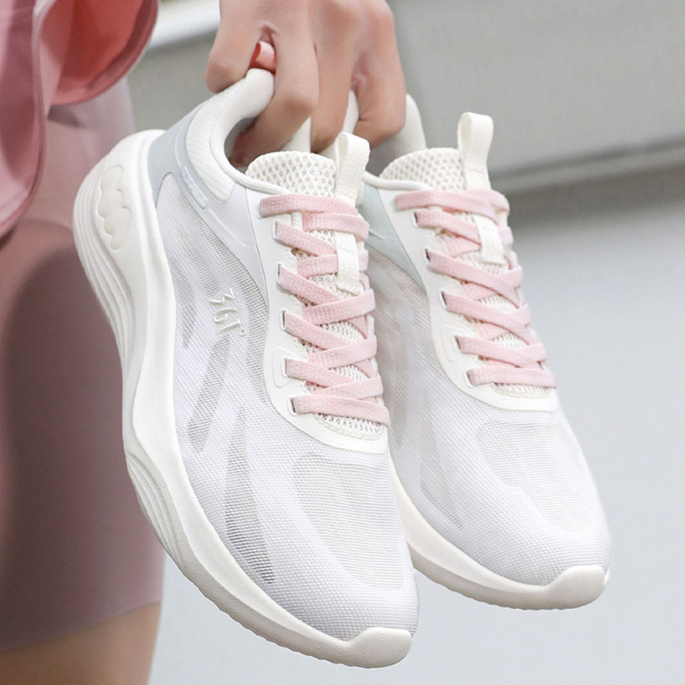 361° Feather PU, Mesh Slip Resistant And Breathable Low top Casual Running Shoes Women’s White Pink