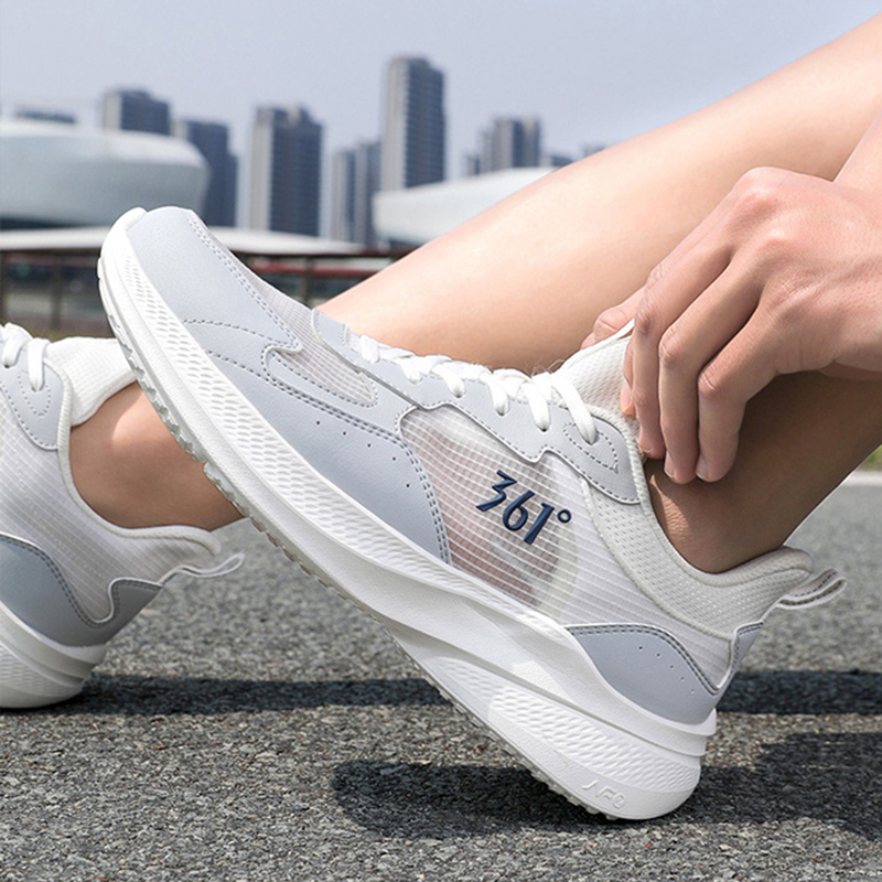 361° Slip Resistant, Abrasion Resistant, Breathable Low top Casual Running Shoes Men’s White Gray