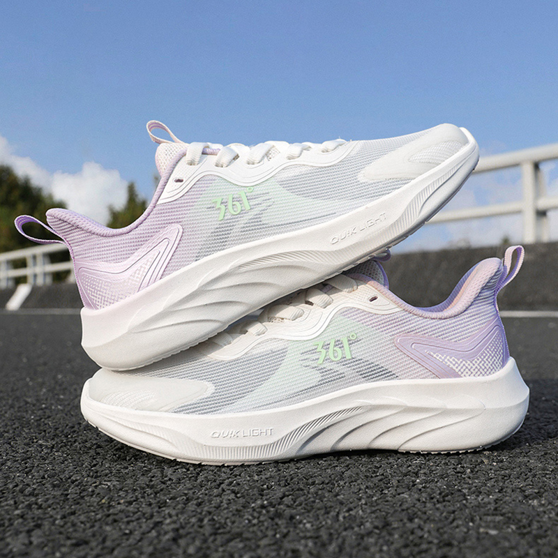 361° Abrasion Resistant Breathable Low top Casual Running Shoes Women’s White Purple