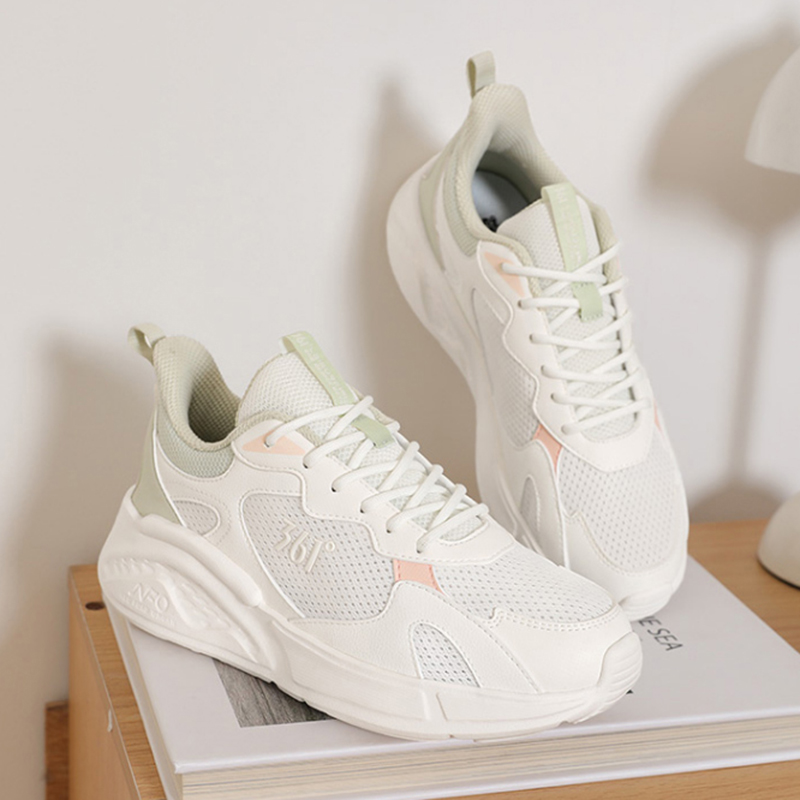 361° Fashion And Versatile Comfortable Slip Resistant And Breathable Low top Sprint Casual Running Shoes Women’s White