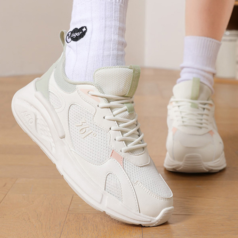 361° Fashion And Versatile Comfortable Slip Resistant And Breathable Low top Sprint Casual Running Shoes Women’s White