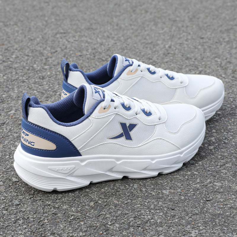 XTEP Cushioning Abrasion Resistant Support Low top Casual Running Shoes Men’s White Blue
