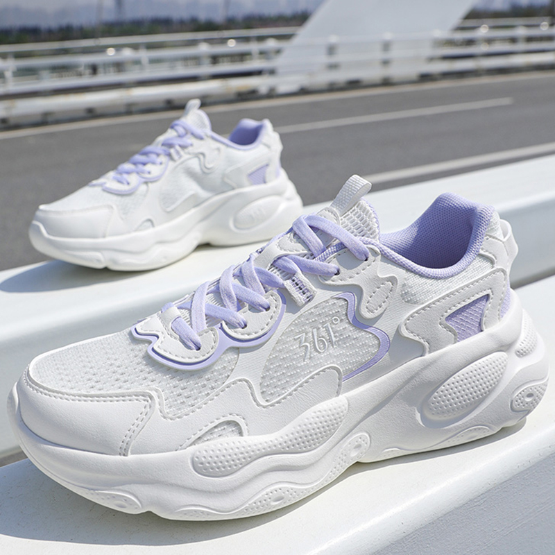 361° Yunshu Cushioning Abrasion Resistant Lightweight Low top Casual Running Shoes Women’s White Purple