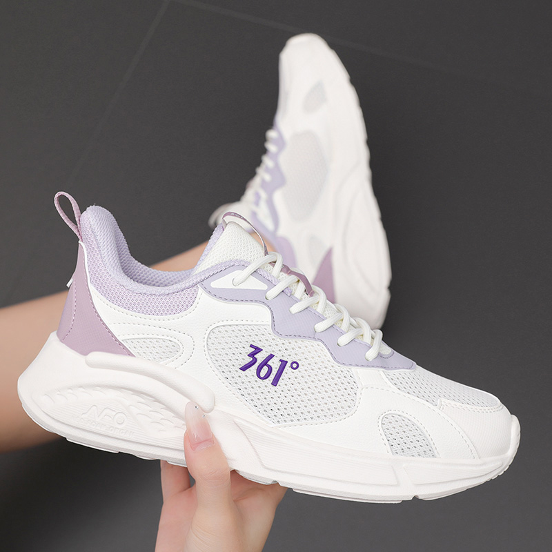 361° Slip Resistant And Breathable Slip Resistant And Breathable Low top Sprint Running Shoes Women’s White Purple