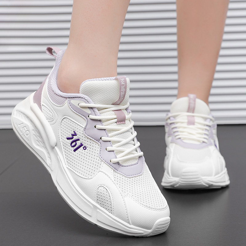 361° Slip Resistant And Breathable Slip Resistant And Breathable Low top Sprint Running Shoes Women’s White Purple
