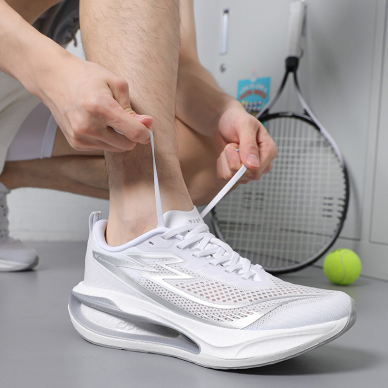 361° Carbon Levitating Collection Cushioning Slip Resistant Low top Carbon Plate Sprint Running Shoes Men’s White