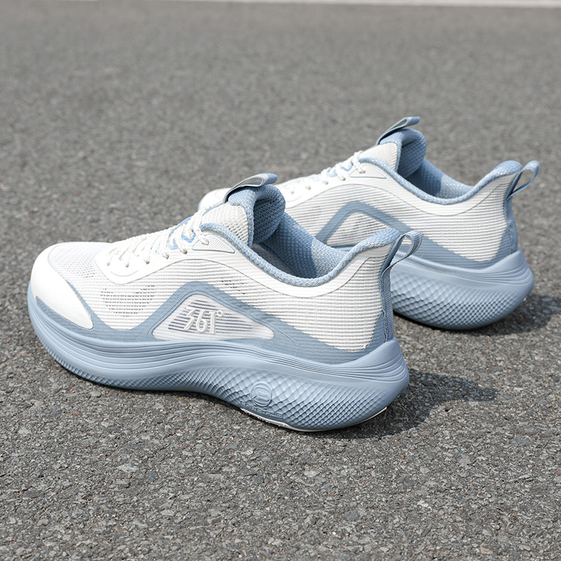 361° Cushioning Slip Resistant Low top Long Distance Running Shoes Men’s White Blue