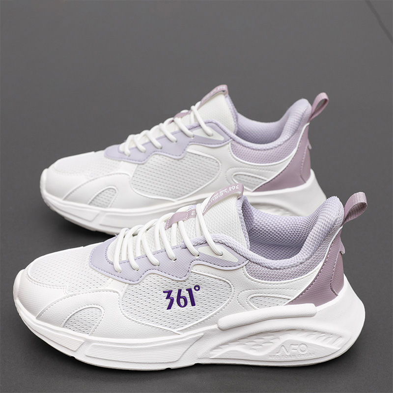 361° Slip Resistant And Breathable Slip Resistant And Breathable Low top Sprint Running Shoes Women’s White Purple