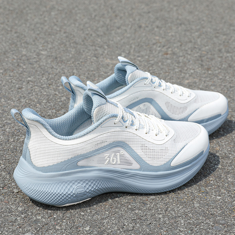 361° Cushioning Slip Resistant Low top Long Distance Running Shoes Men’s White Blue