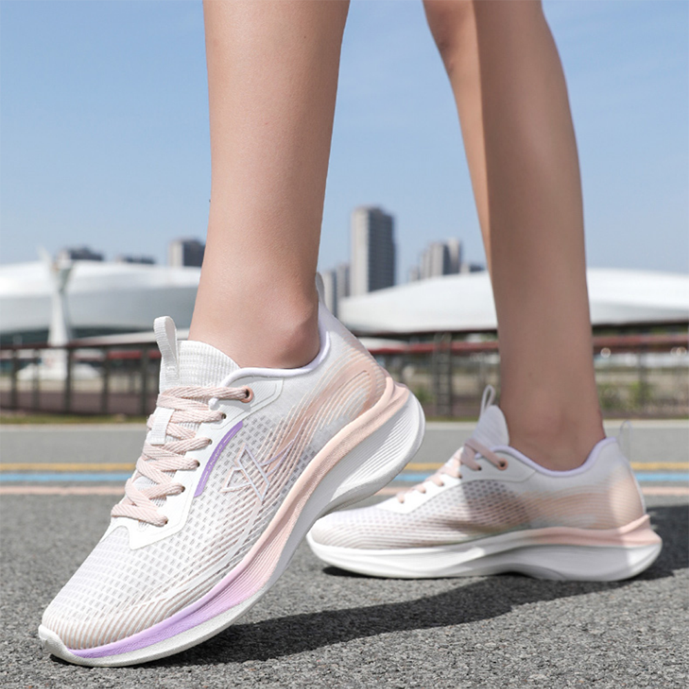 XTEP Hydrogen Wind Technology Breathable And Lightweight Low top Casual Running Shoes Women’s White Pink Purple