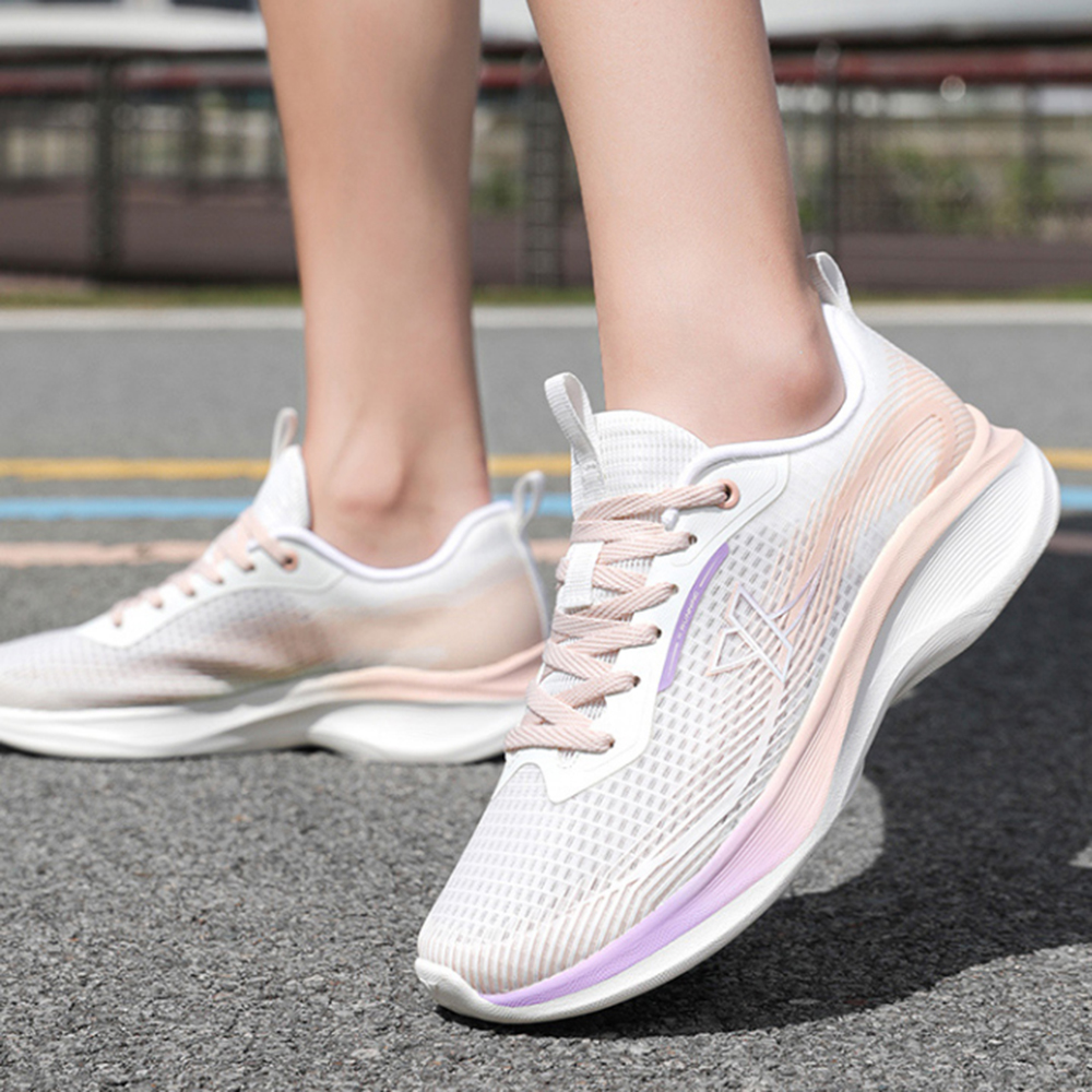 XTEP Hydrogen Wind Technology Breathable And Lightweight Low top Casual Running Shoes Women’s White Pink Purple