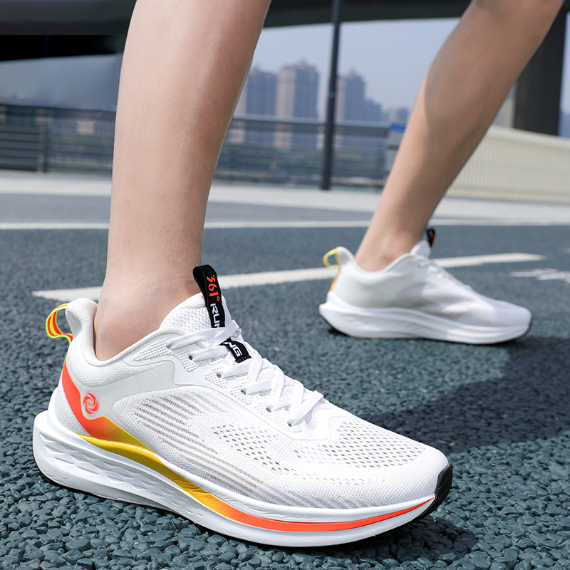 361° Cushioning, Wear Resistant Low top Sprint Running Shoes Men’s White Orange