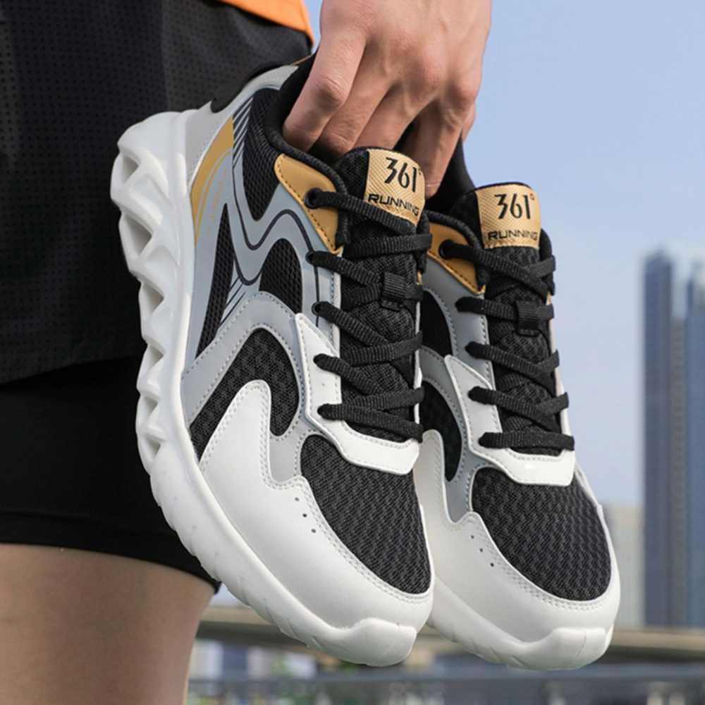 361° Breathable And Lightweight Low top Casual Running Shoes Men’s Black Gray