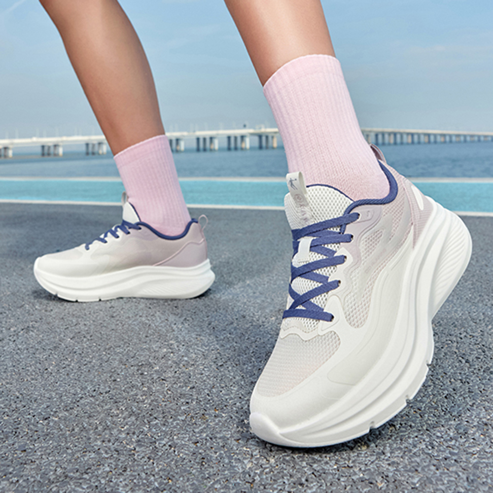 QIAODAN Cushioning Slip Resistant Low top Casual Running Shoes Women’s White Gray