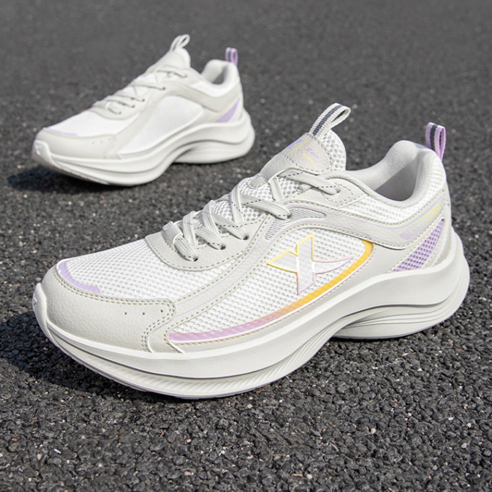 XTEP Breathable And Lightweight Low top Casual Running Shoes Women’s White Purple