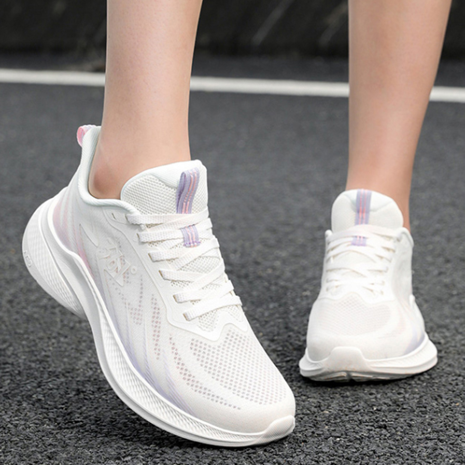 361° Abrasion Resistant Breathable Low top Casual Running Shoes Women’s White Purple