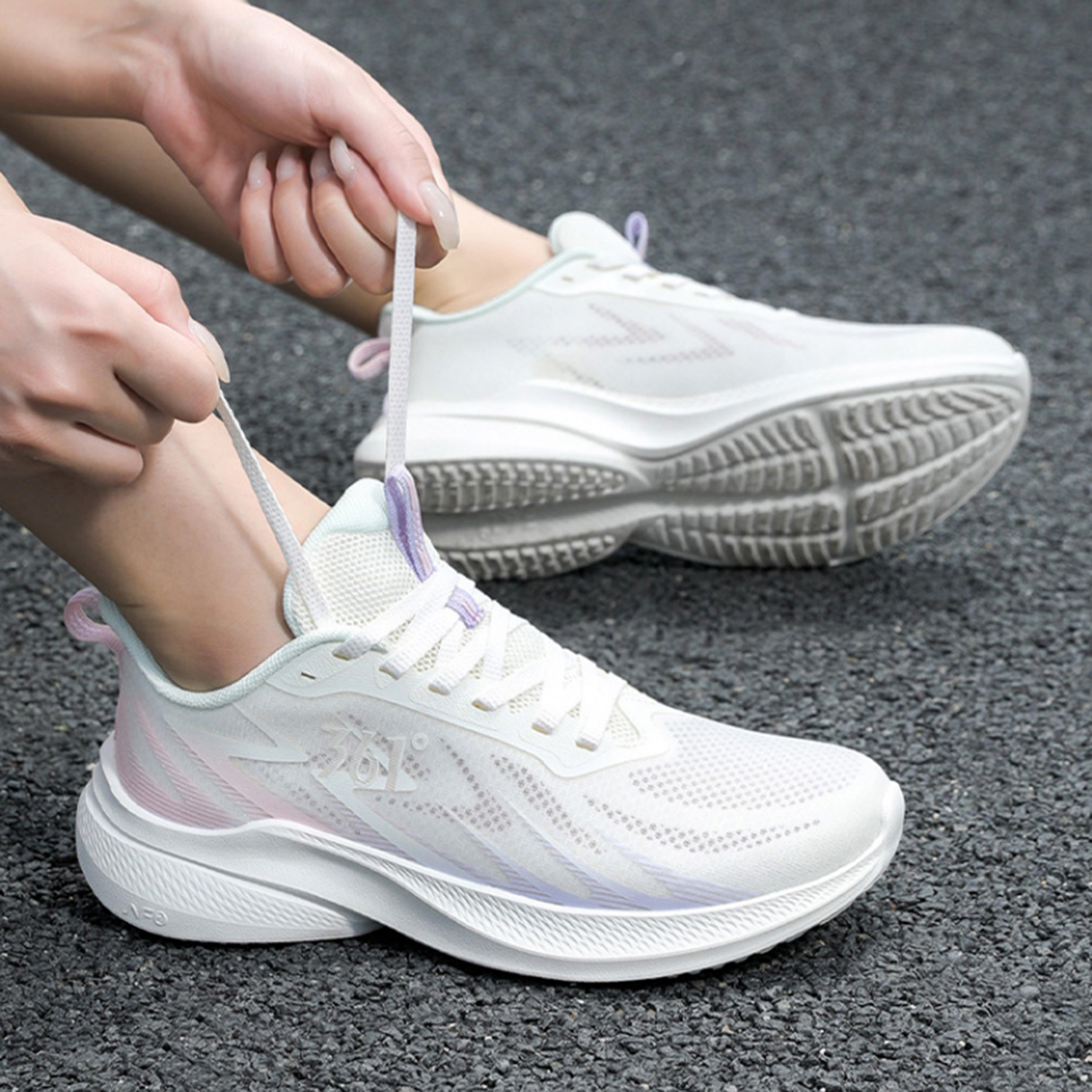 361° Abrasion Resistant Breathable Low top Casual Running Shoes Women’s White Purple