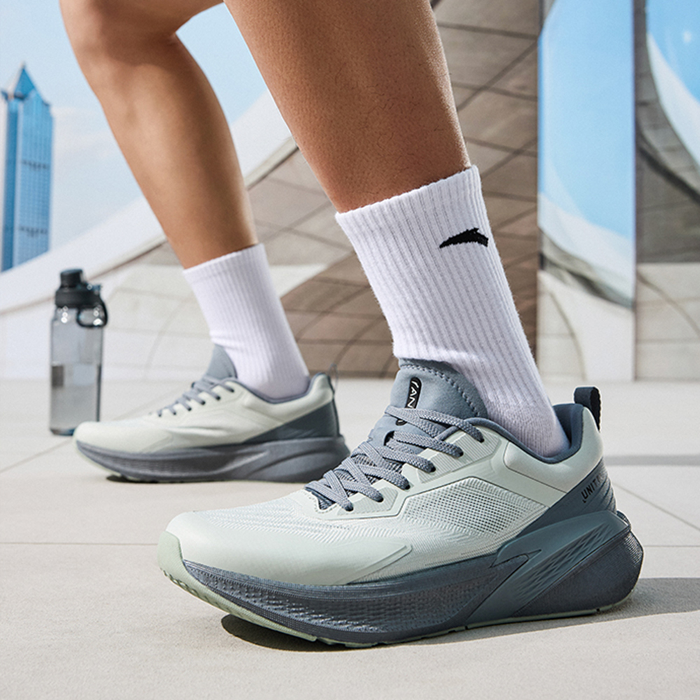 Anta Burning Exercise Cushioning Slip Resistant Abrasion Resistant Low top Training Running Shoes Men’s Gray White
