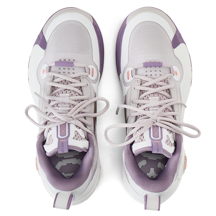 Li Ning Cushioning, Wear Resistant Low top Basketball Shoes Men’s Gray White Purple