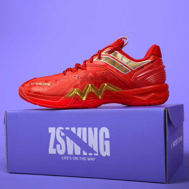 VICTOR 8500NLite Cushioning, Wear Resistant Low top Badminton Shoes Men’s Red Gold