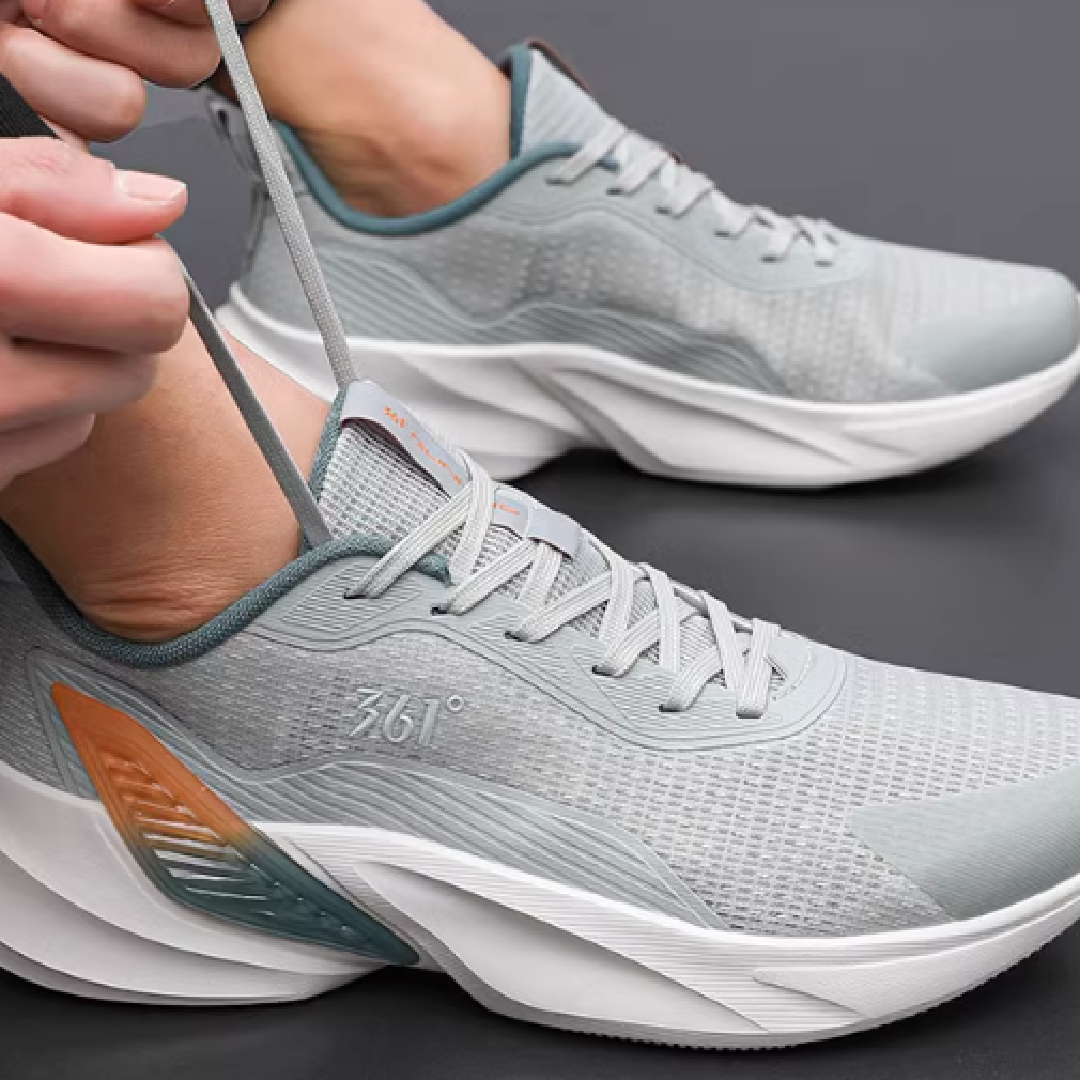 361° Cushioning Slip Resistant Abrasion Resistant Low top Casual Sprint Running Shoes Men’s Gray White