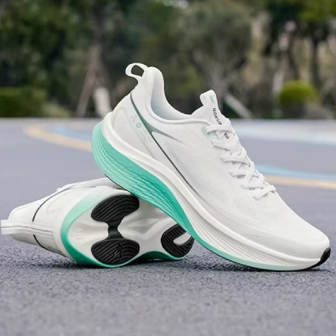 QIAODAN Light Speed 5.0 Cushioning Breathable Cushioning Breathable Low top Casual Running Shoes Men’s White Green