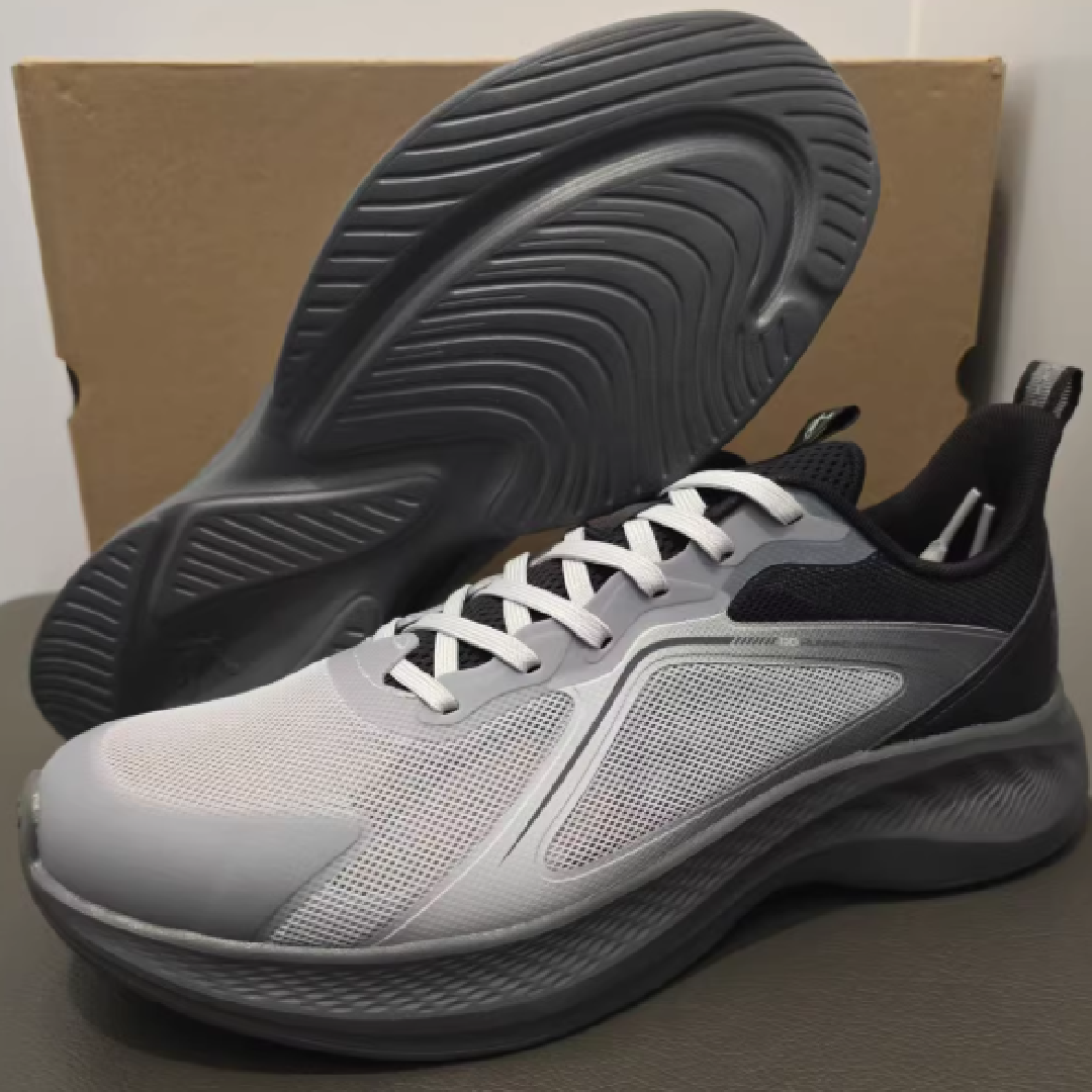 QIAODAN Cushioning, Wear Resistant Low top Casual Running Shoes Men’s Gray Black