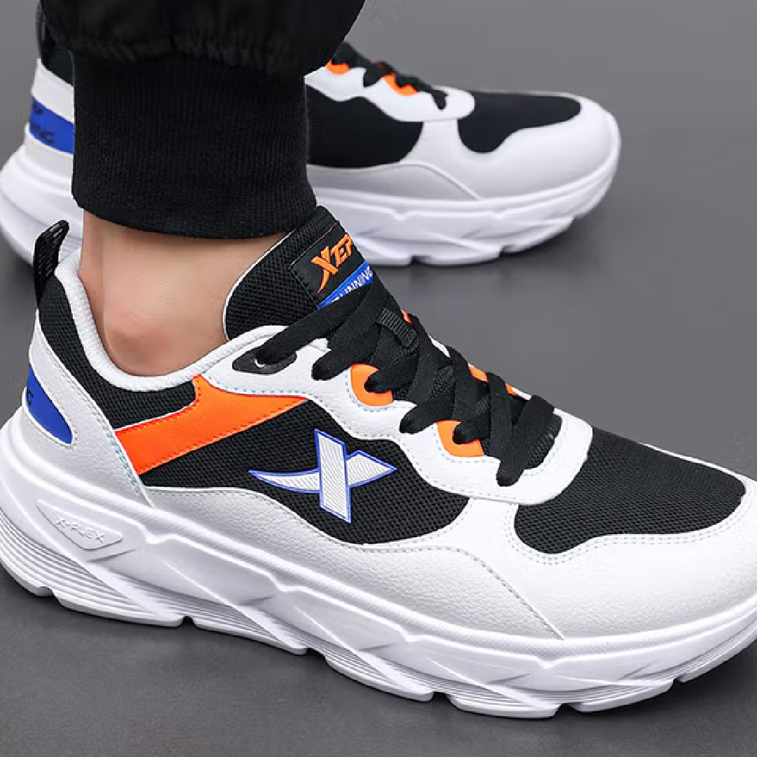 XTEP Cushioning Abrasion Resistant Support Low top Casual Running Shoes Men’s White Black Blue
