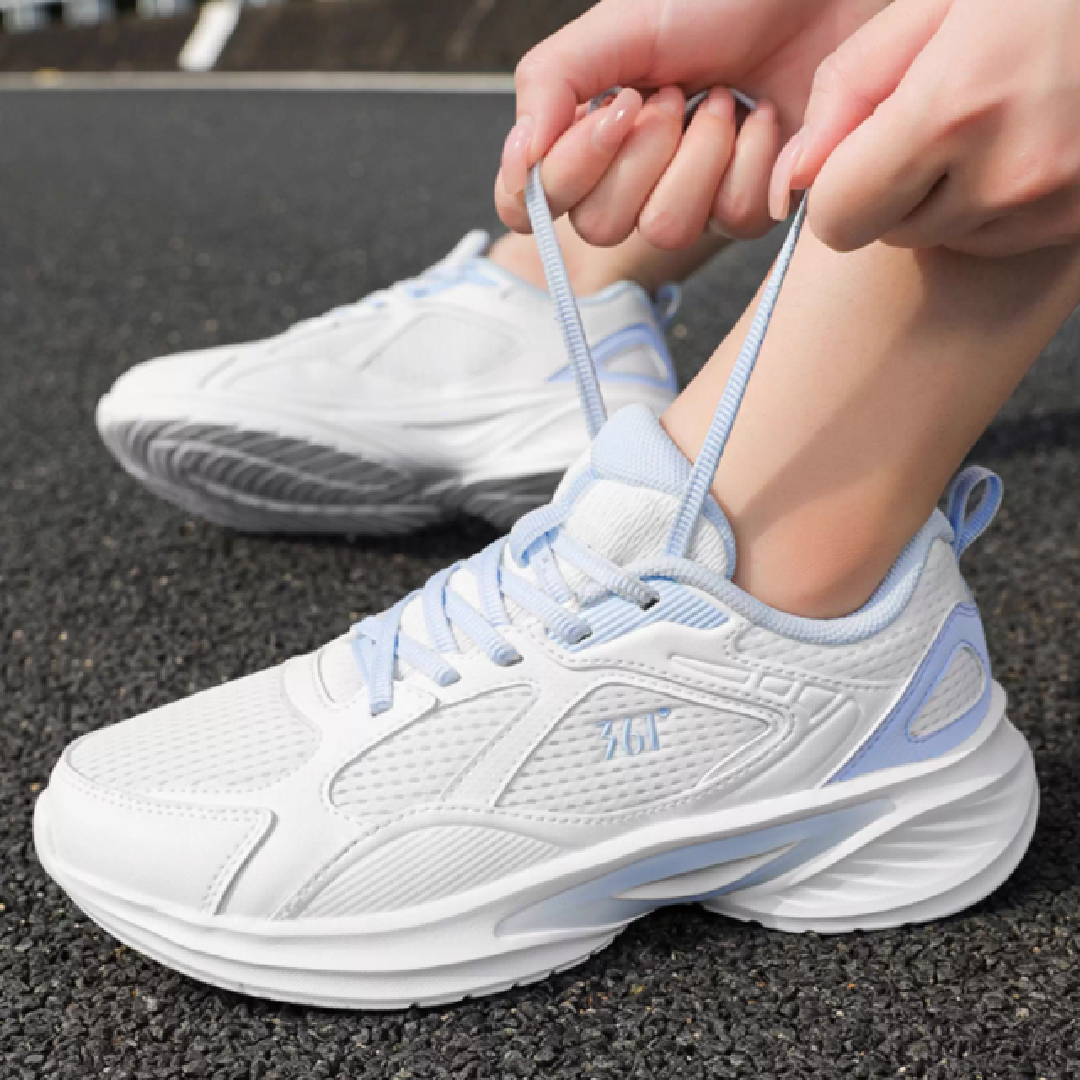 361° Abrasion Resistant, Breathable, Lightweight Low top Casual Running Shoes Women’s White Blue