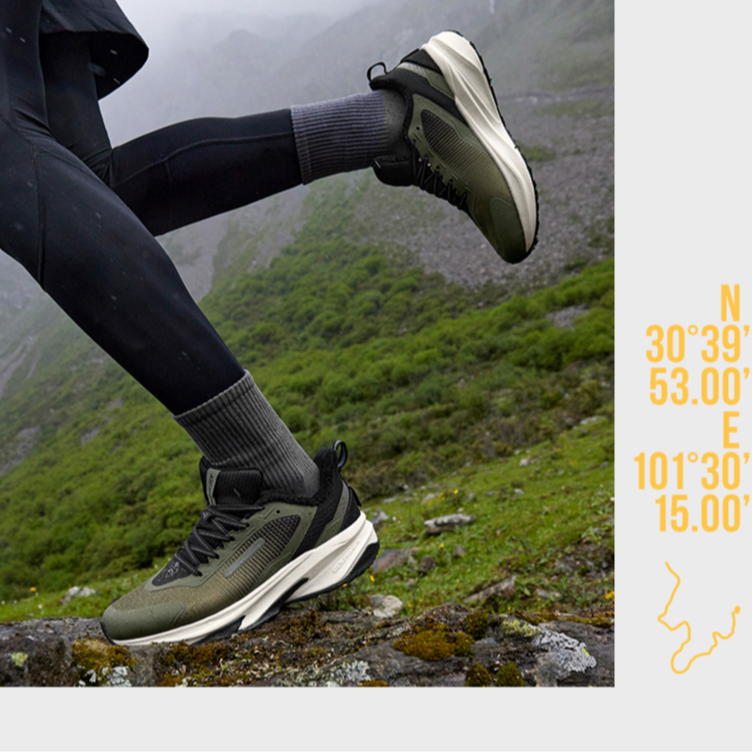 361° Yushan Rain Screen Comfortable Fleece Lined Abrasion Resistant Thermal Low top Running Shoes Men’s Green Black