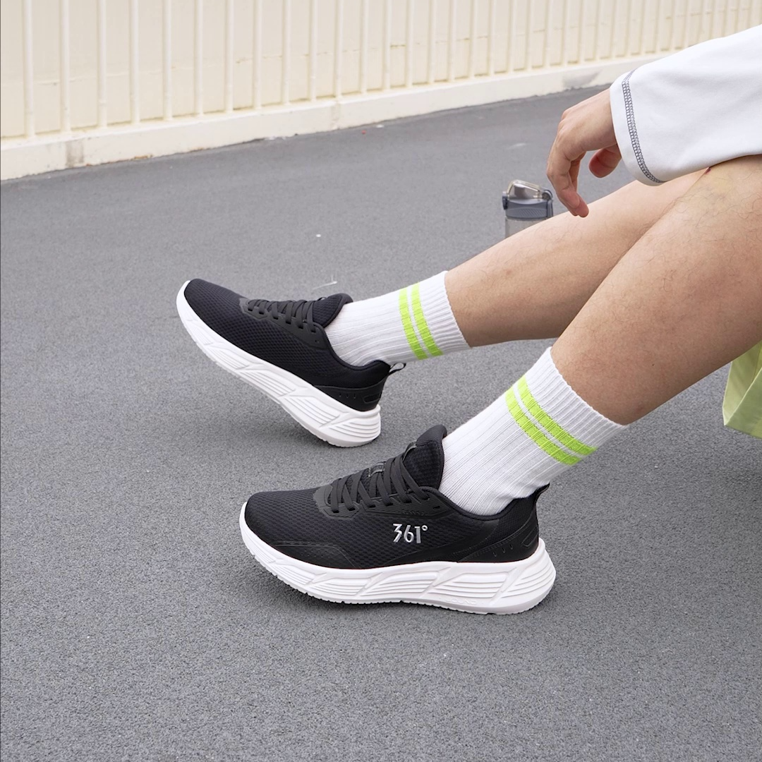 361° Slip Resistant Abrasion Resistant Low top Casual Running Shoes Men’s Black White