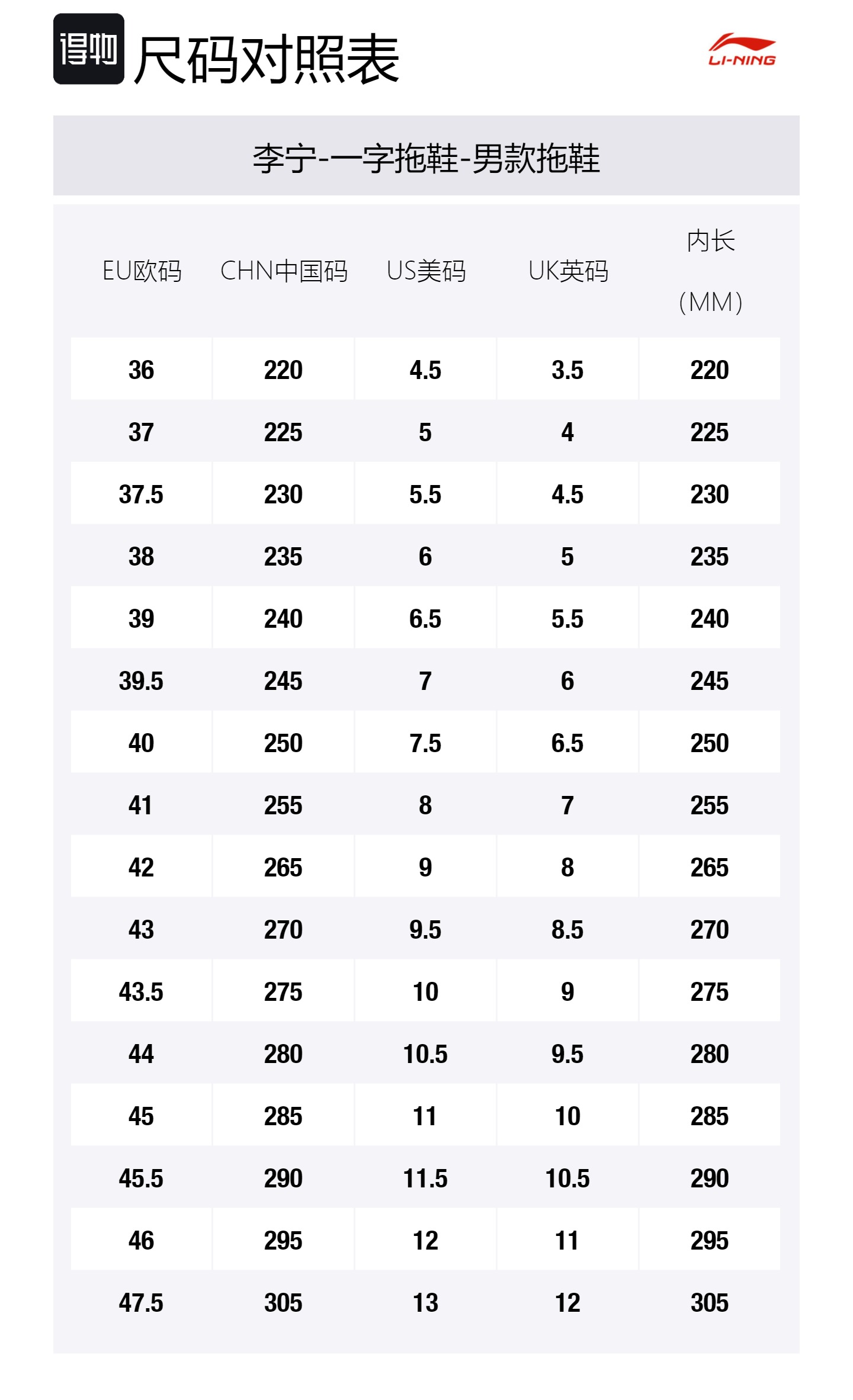 Size Table