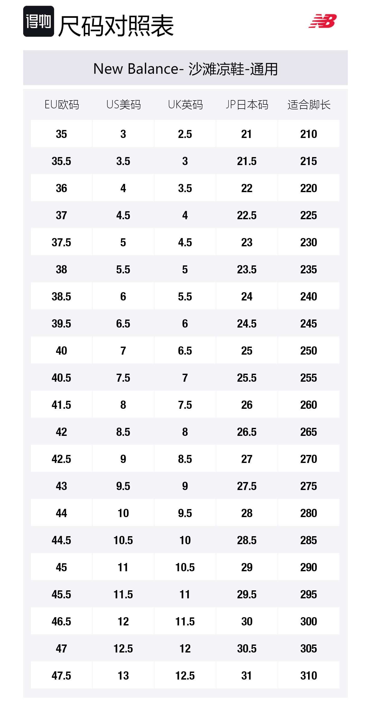 Size Table