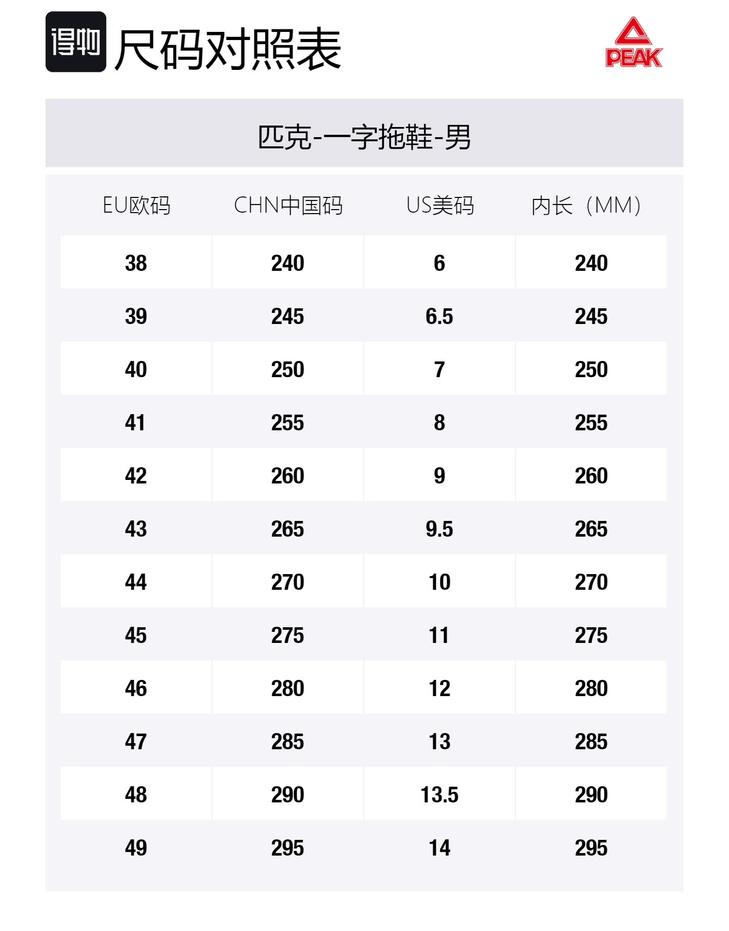 Size Table