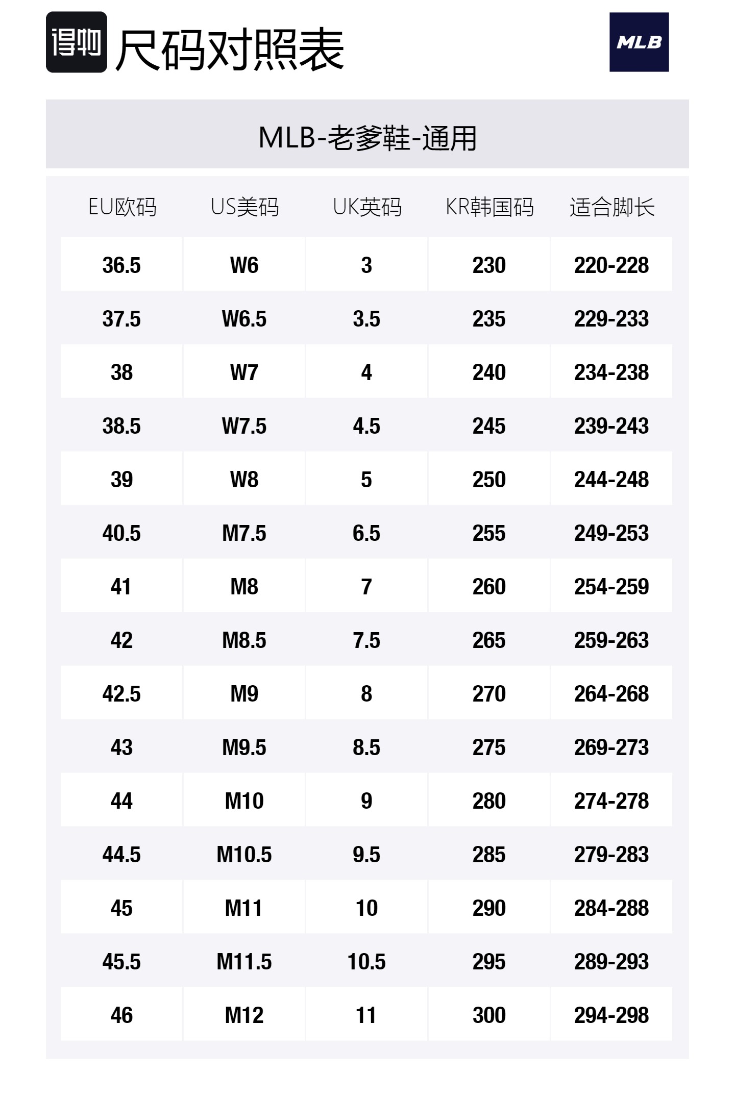 Size Table