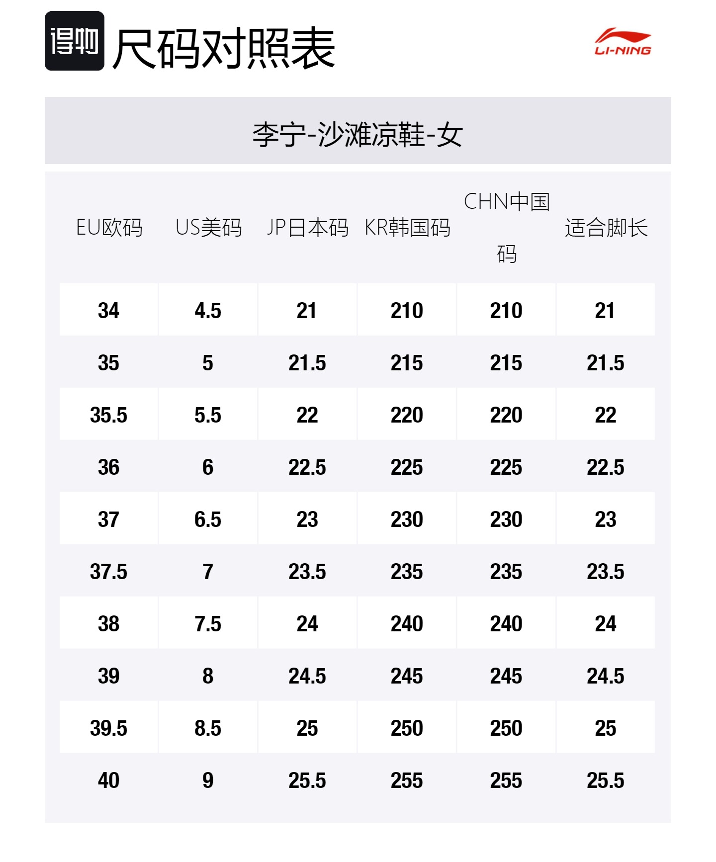 Size Table