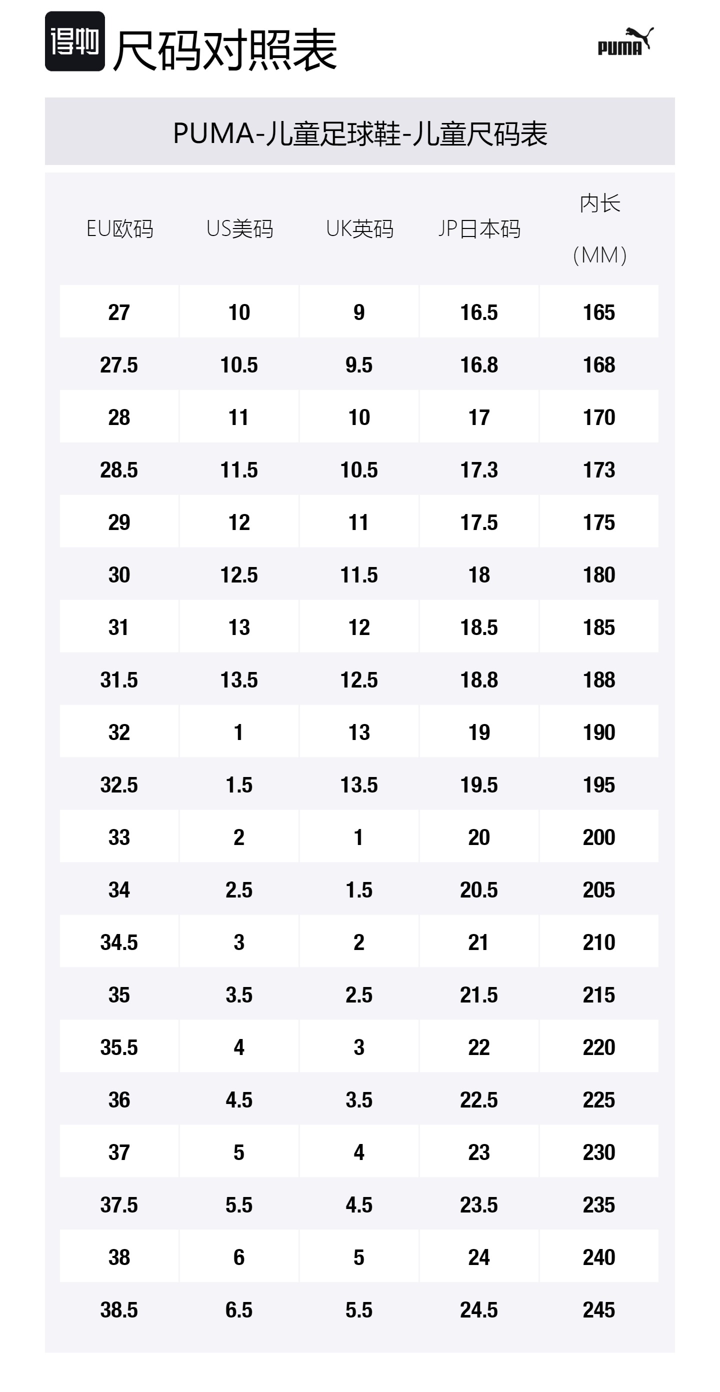 Size Table