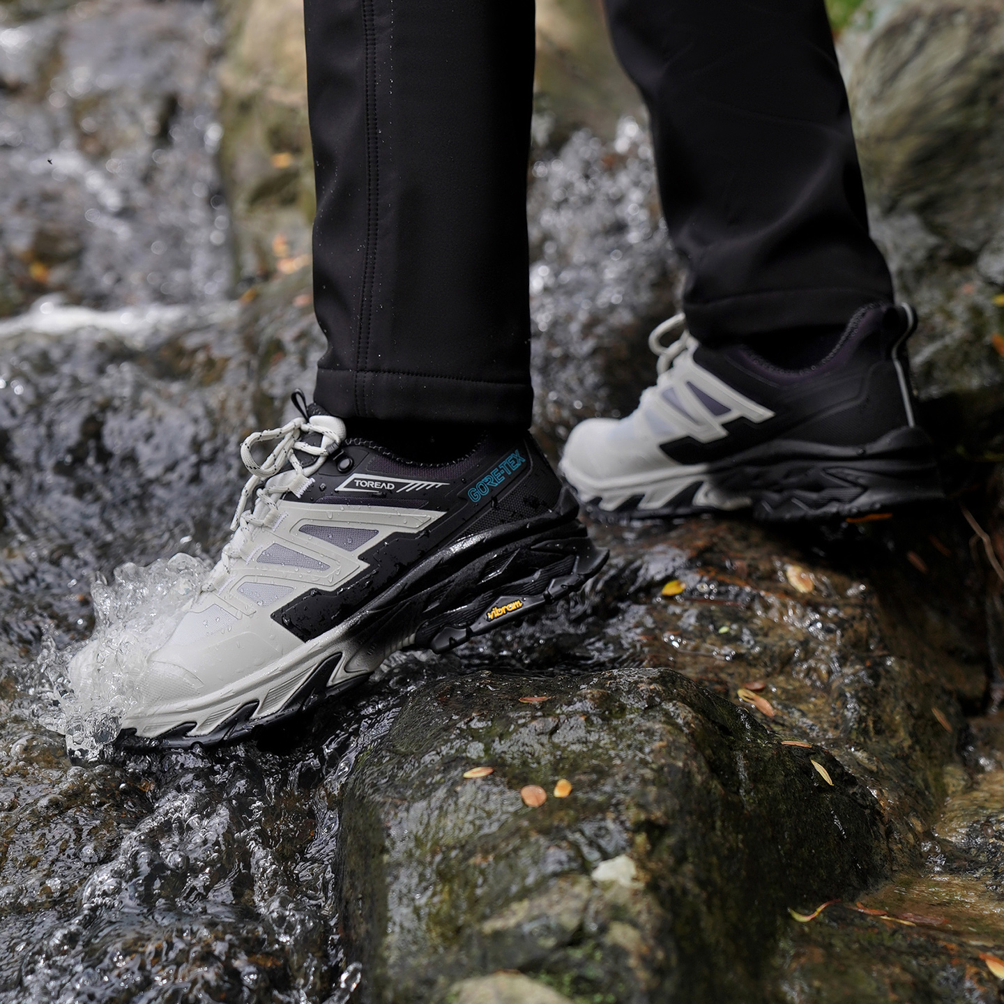 TOREAD Slip Resistant, Abrasion Resistant, Waterproof Low top Hiking Shoes Men’s Gray Black