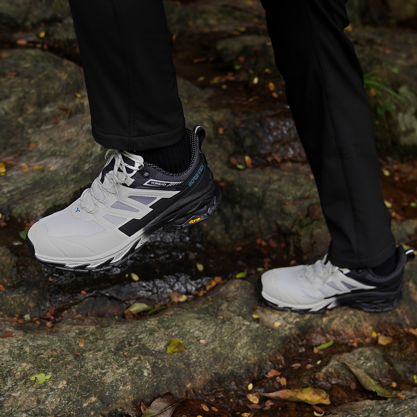 TOREAD Slip Resistant, Abrasion Resistant, Waterproof Low top Hiking Shoes Men’s Gray Black