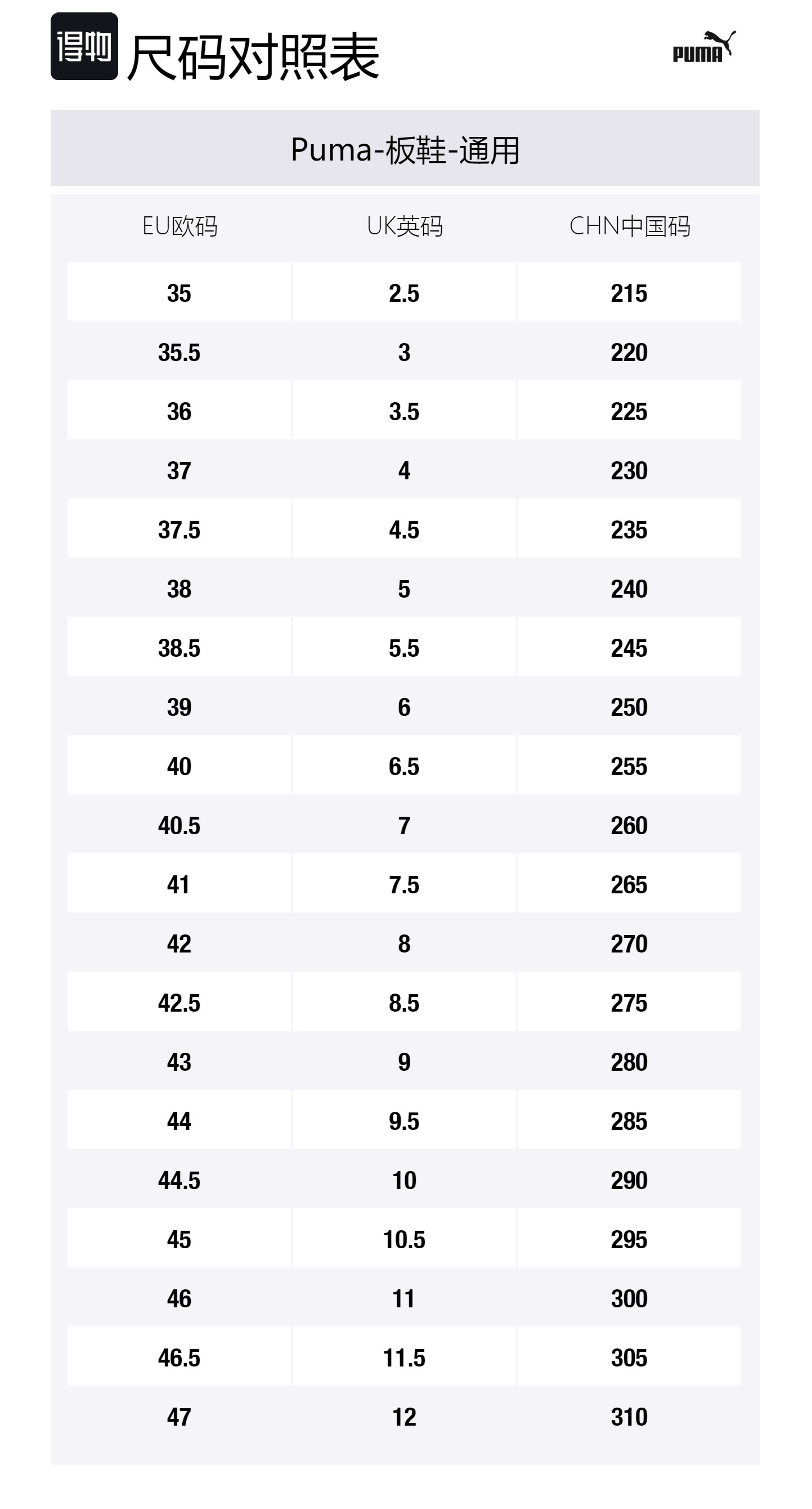 Size Table