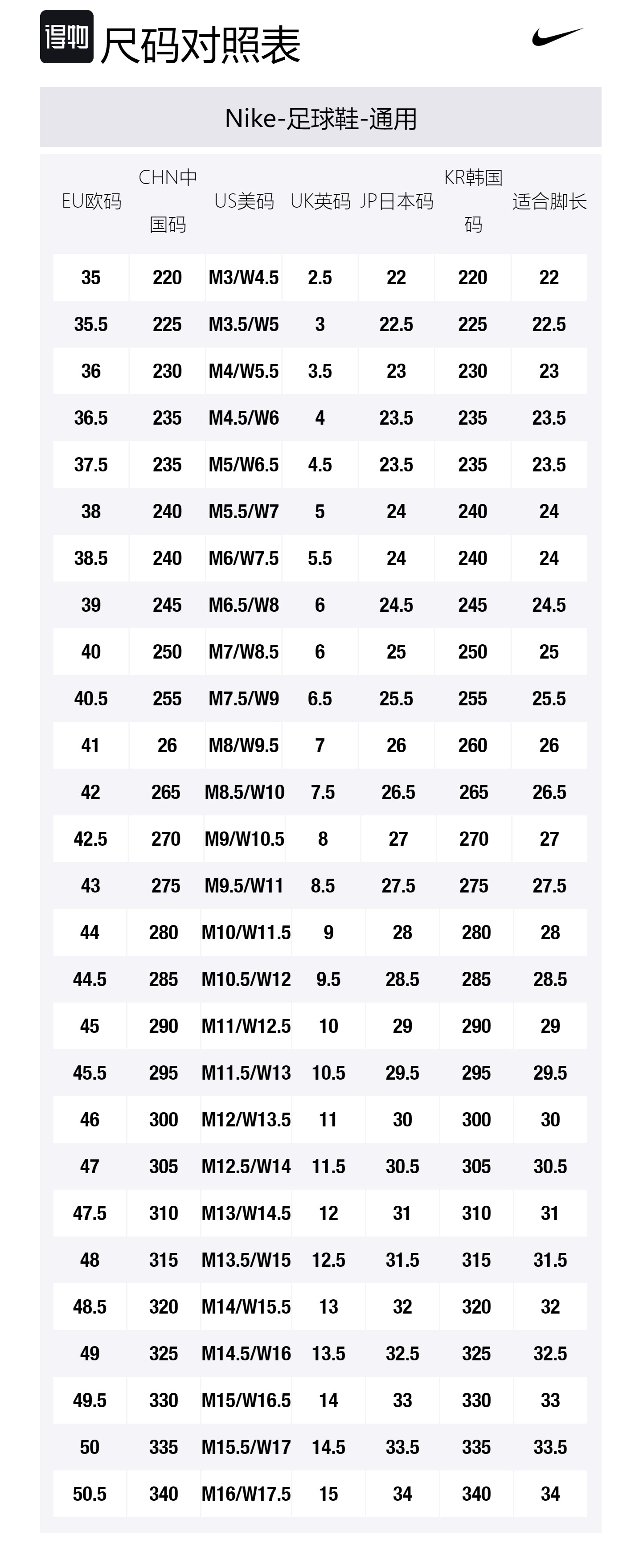 Size Table