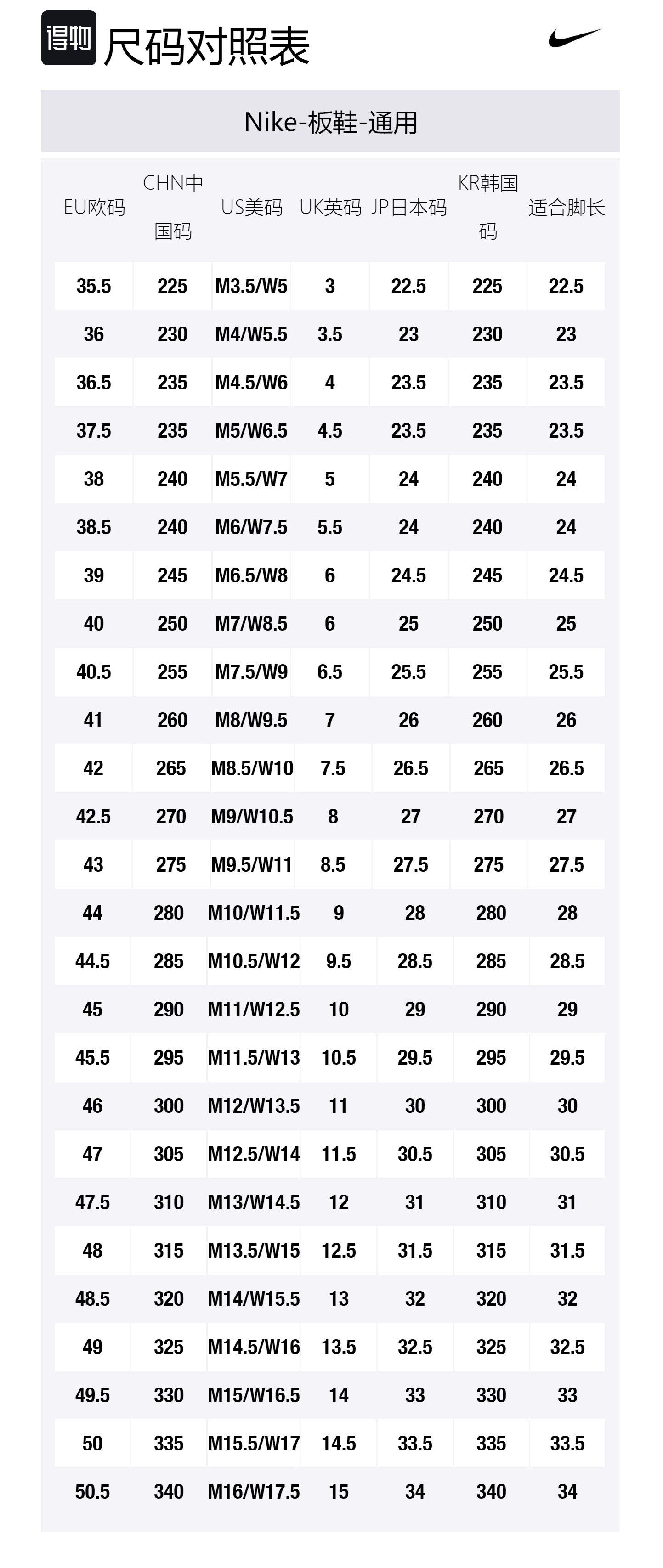 Size Table