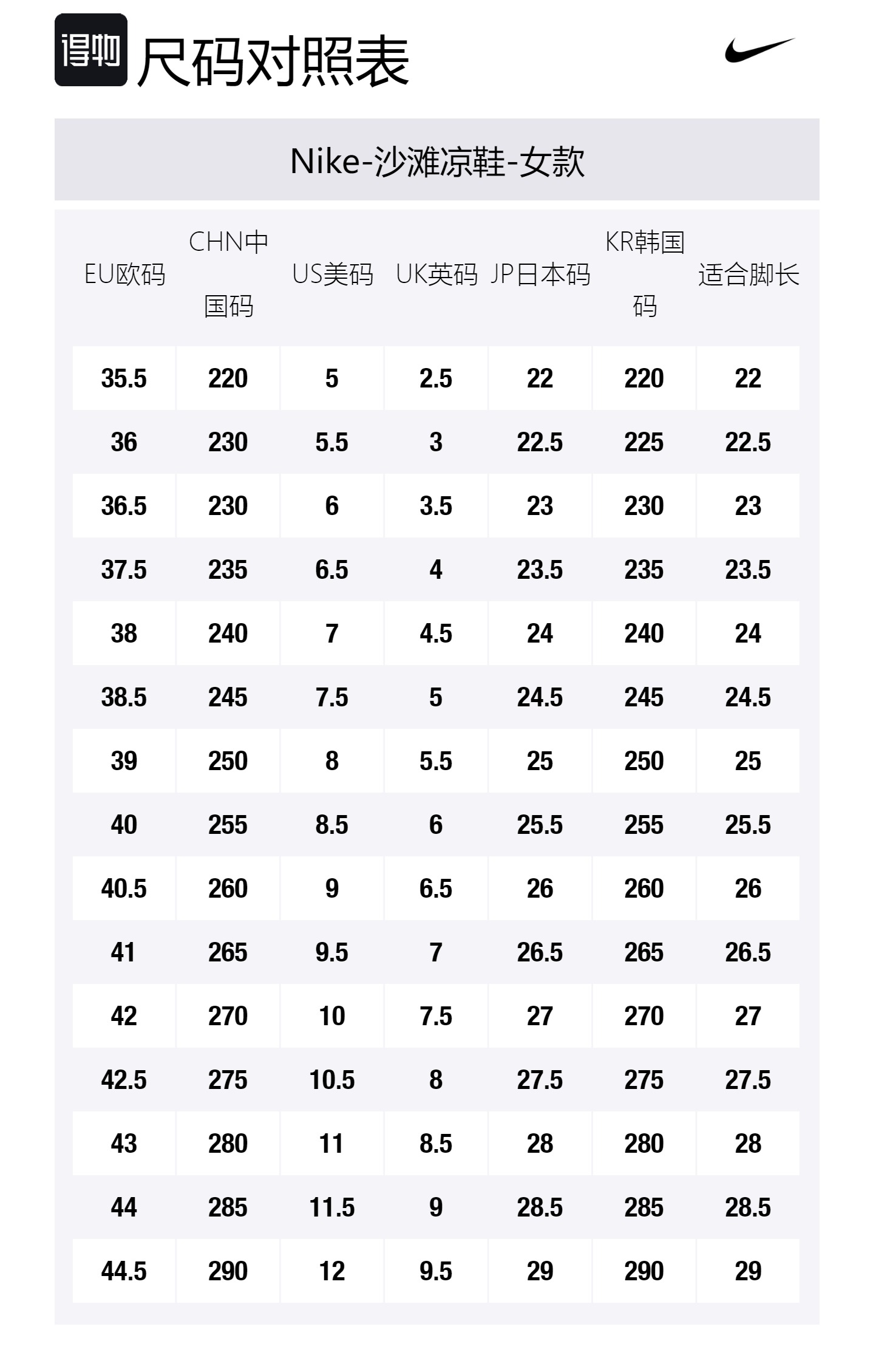 Size Table