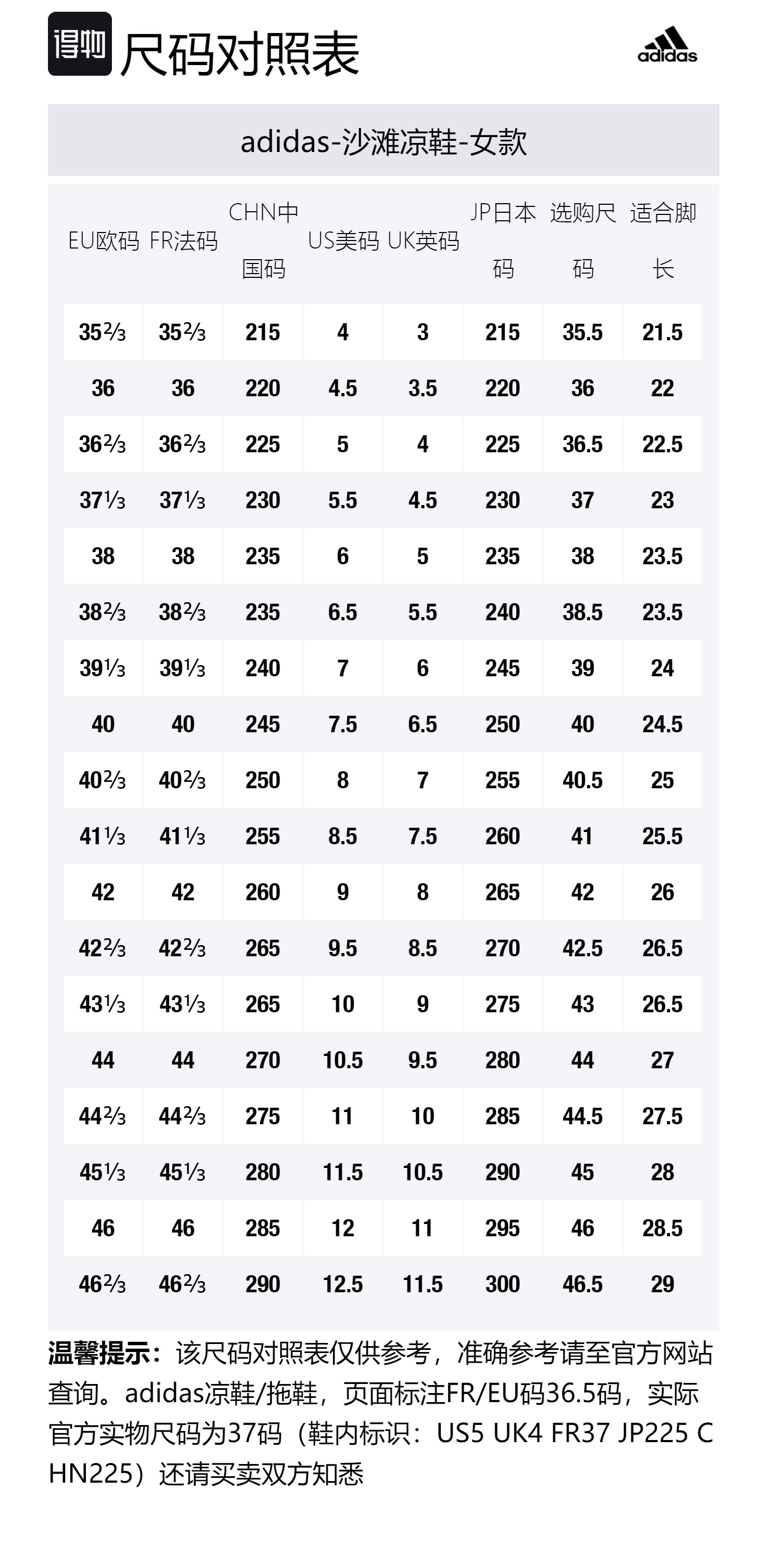 Size Table