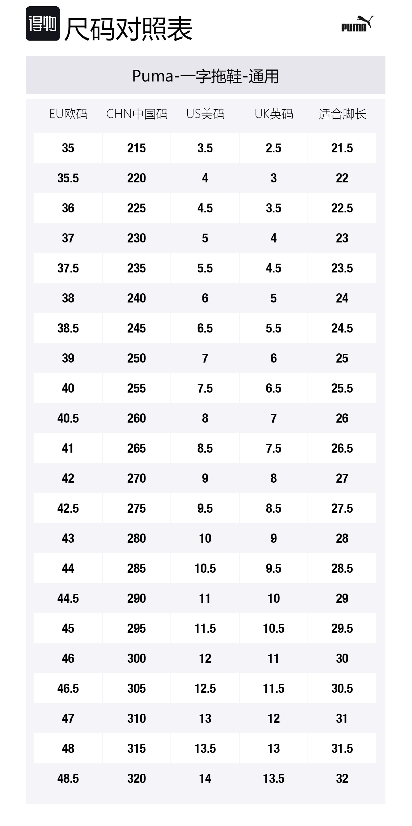 Size Table