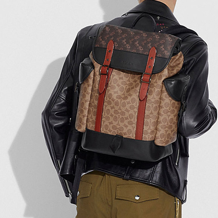 Мужской рюкзак COACH Hitch 31 LOGO (коричневый комбинированный) — фото 4